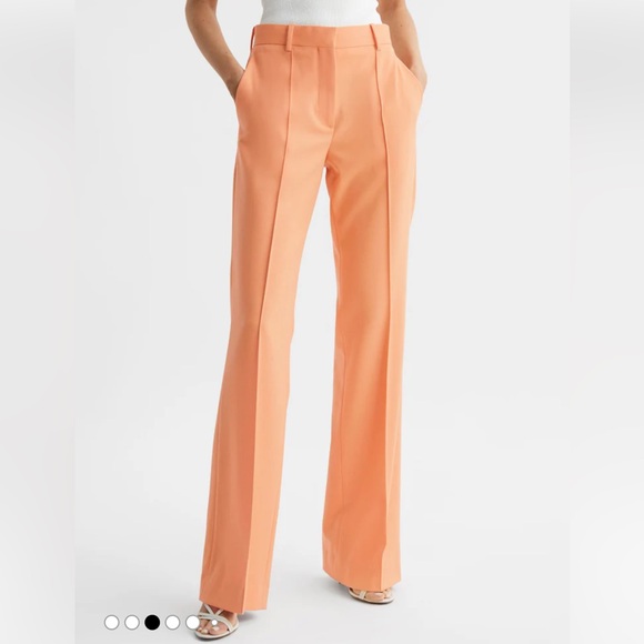 Reiss Emmy orange wide leg tailored wool blend trouser pants size 4 office - Picture 7 of 16